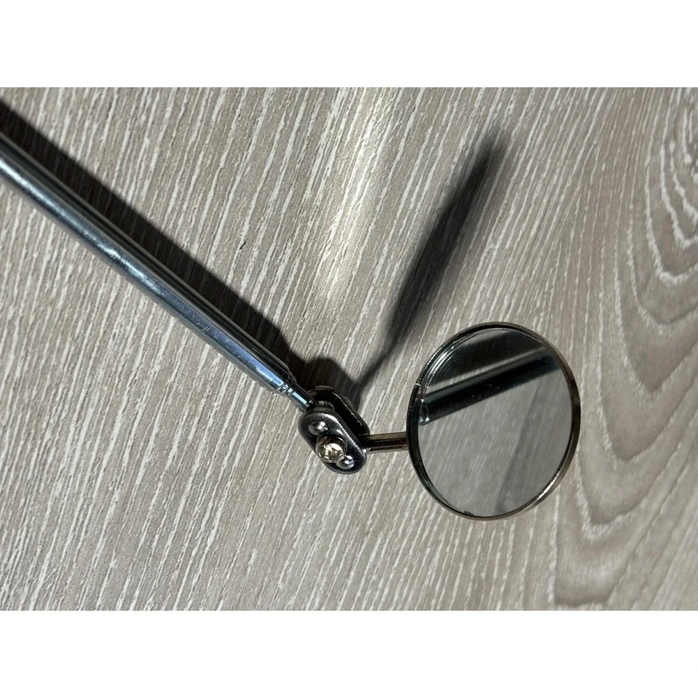 Telescoping Inspection Mirror Chrome Extendable Swivel Round 1 Inch Diameter 17